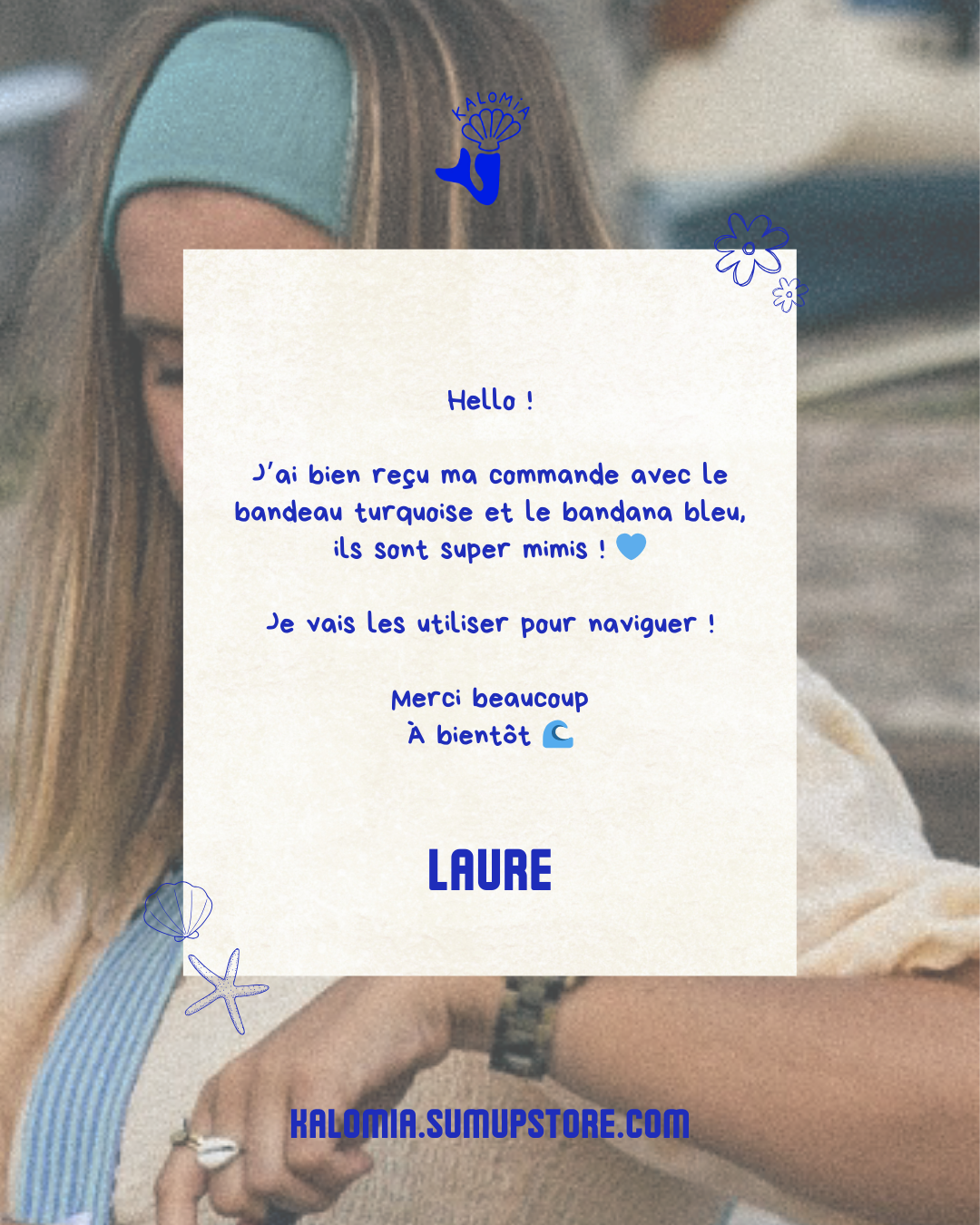Carrousel dédié aux avis clients pour la marque Kalomia par Marine Reyna Sanchez.