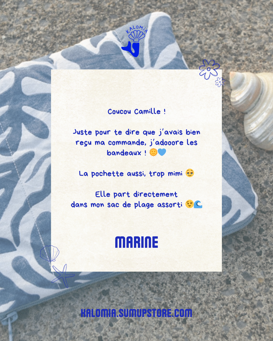 Carrousel dédié aux avis clients pour la marque Kalomia par Marine Reyna Sanchez.