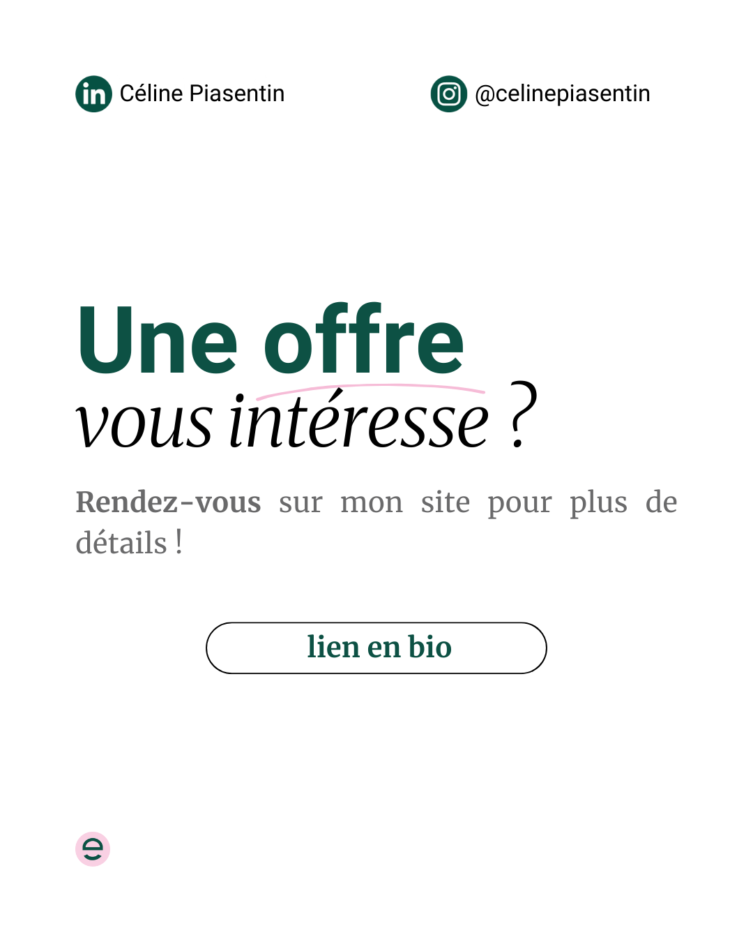 Carrousel dédié à la présentation des services de Céline Piasentin par Marine Reyna Sanchez.