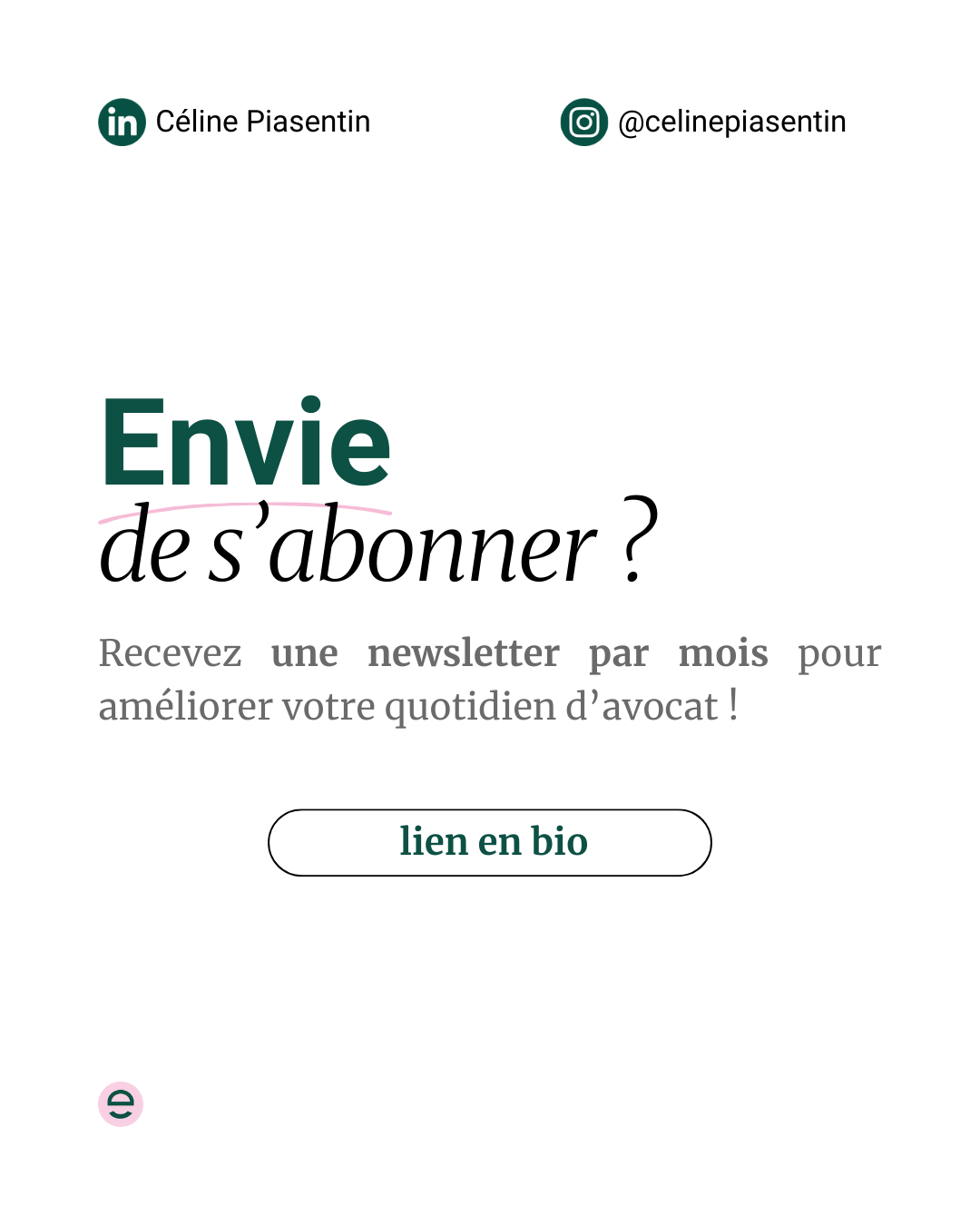 Carrousel dédié à la présentation de la newsletter de Céline Piasentin par Marine Reyna Sanchez.